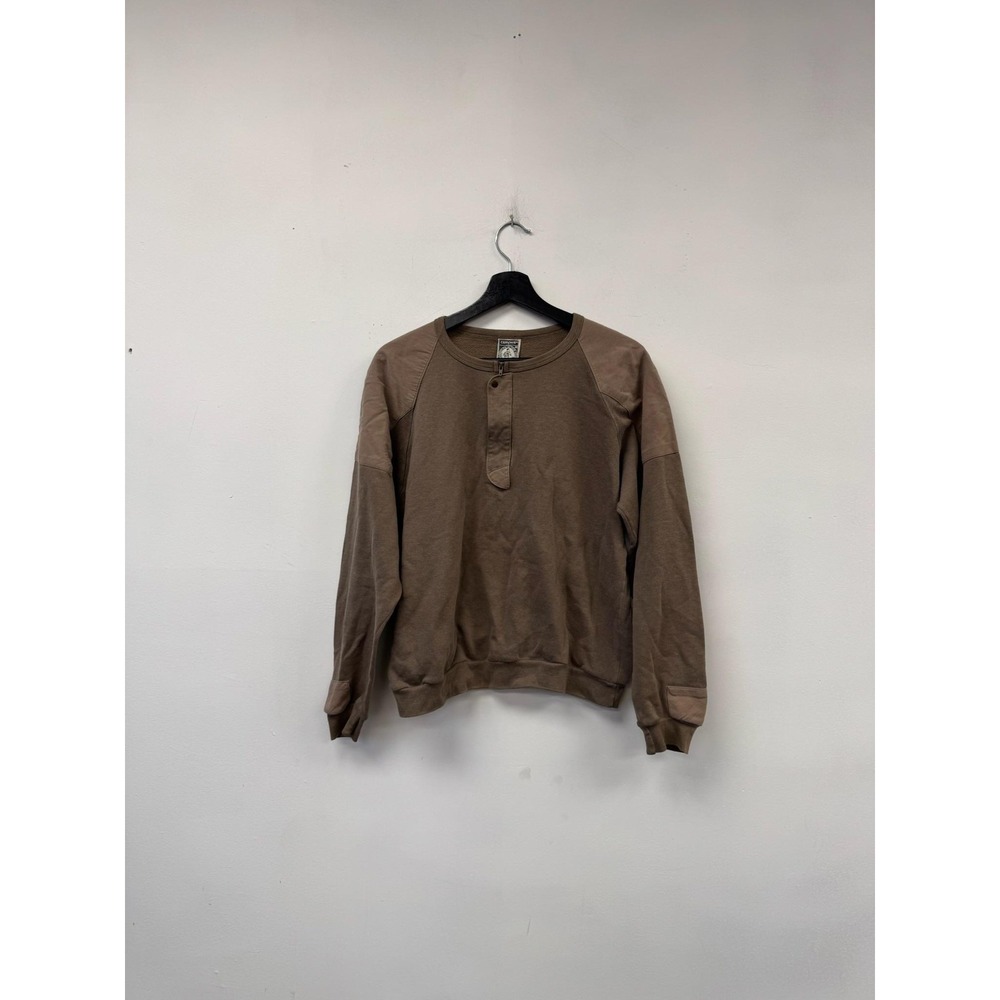 Vintage‎ Campus Action Gear Sweatshirt Mens Medium Brown Henley 1/4 Zip USA 80s